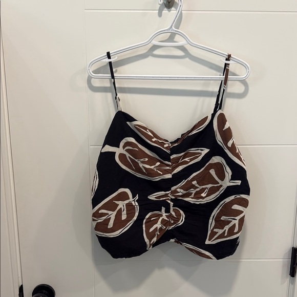 Livom Leaf Print Black and Brown crop Top size XXL - Picture 1 of 7